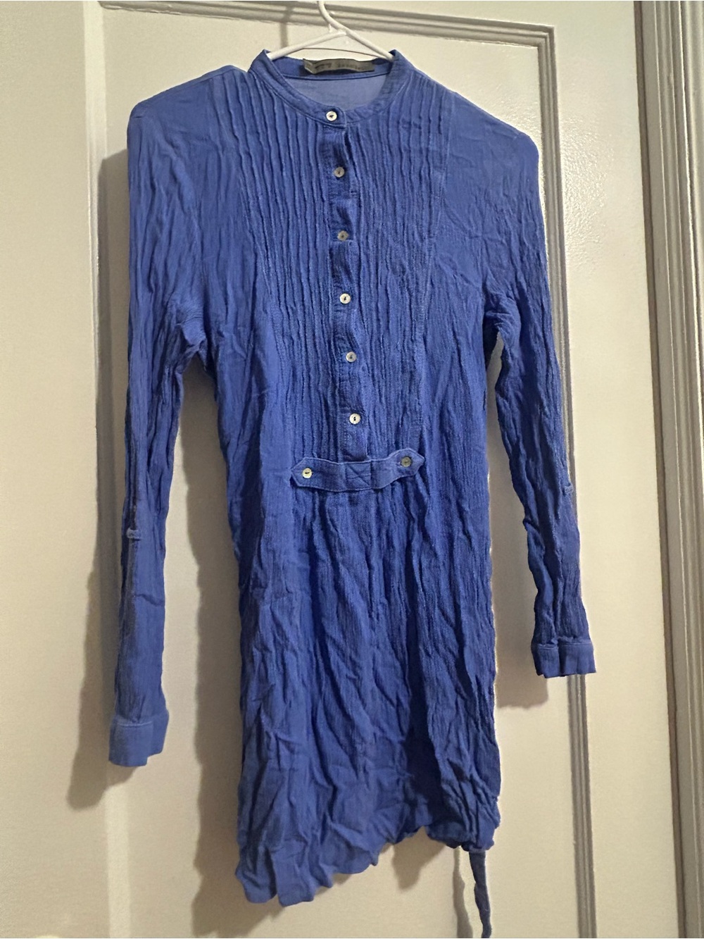 Zara Long Button-Up Tunic in Royal Blue